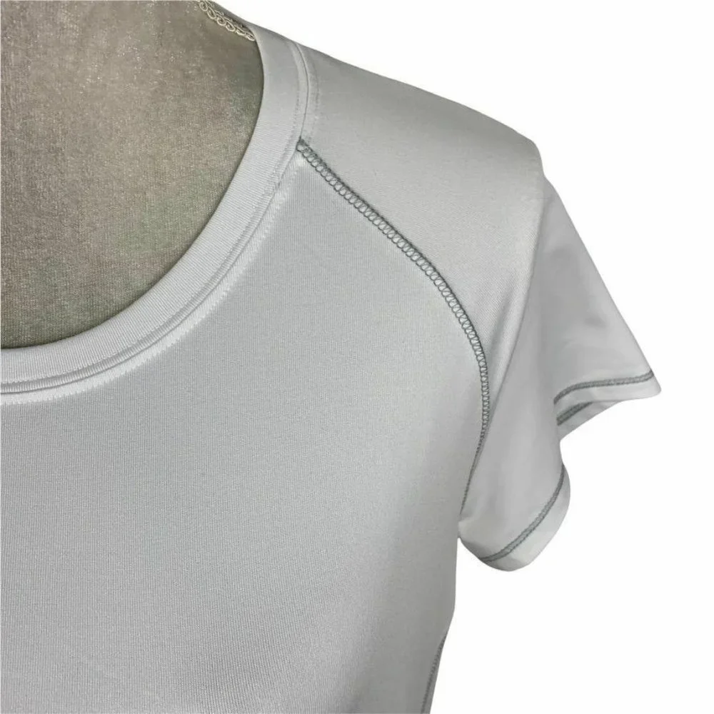 Alo CoolFit Athletic T-shirt White Contrast Stitching Short Sleeves Workout‎ Gym